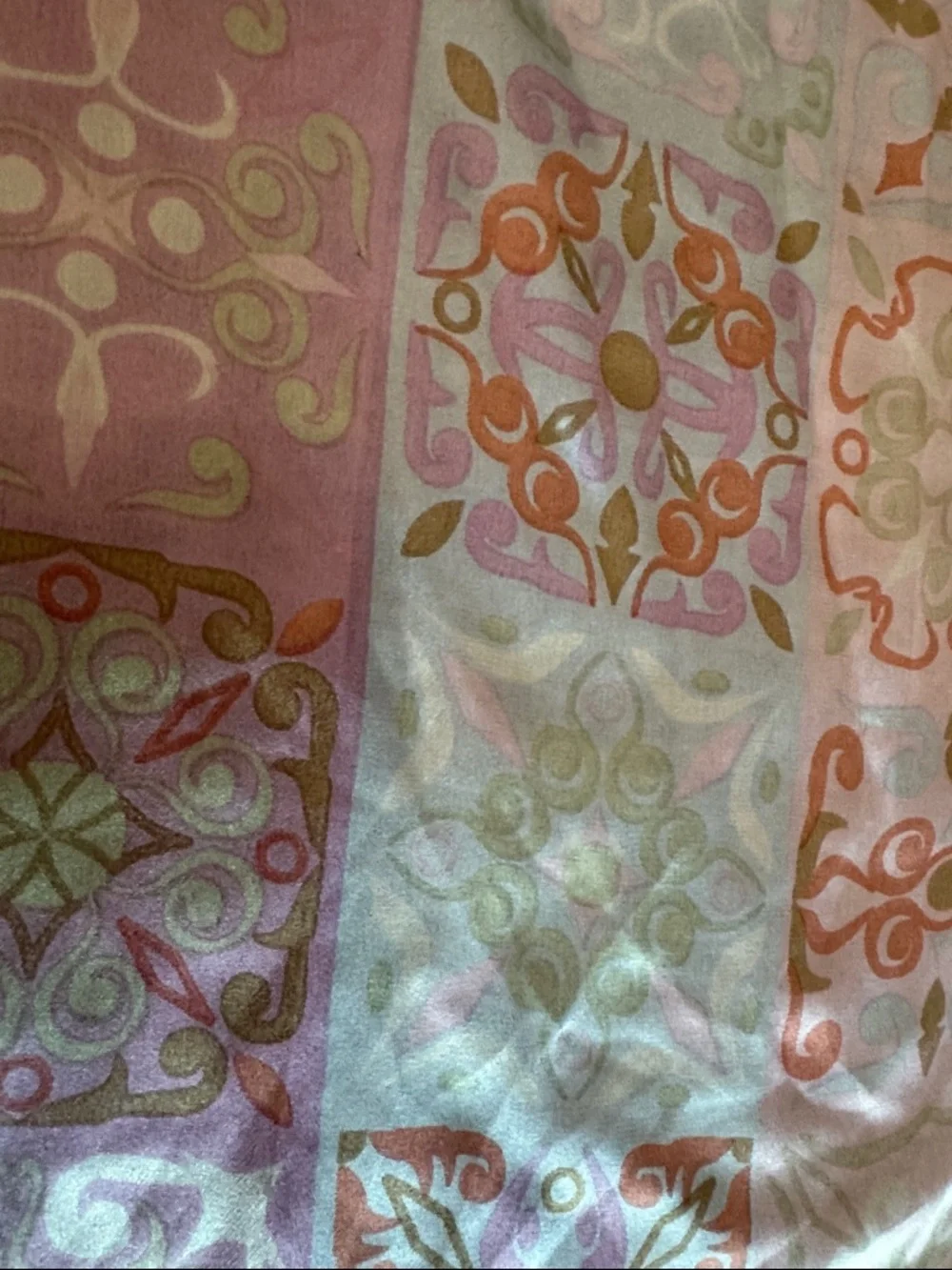 Pastel Pink Purple & Light Blue Patterned Lightweight Women's Silky Scarf Glam